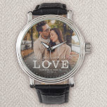 Modern ALL YOU NEED IS LOVE Wedding Photo Script Watch<br><div class="desc">Modern chic photo watch with hand lettered script and modern typography reading:' All you need is Love 'alongside your custom names and wedding date. Personalize with your favourite photo and information. Great gift for newlyweds, an anniversary or Valentine's Day!</div>