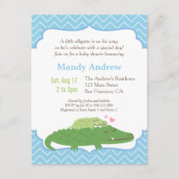 Modern Alligator Blue Chevron Baby Shower Party