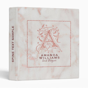Modern Almond Faux Marble Sample Monogram Binder