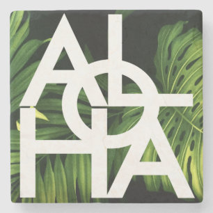 Modern Aloha Palm Hawaii Island Vibes Stone Coaster