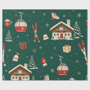 Modern Alpine Après-Ski Christmas Alpine Pine Wrap Wrapping Paper