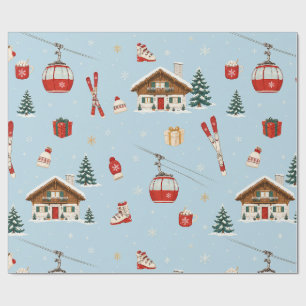 Modern Alpine Après-Ski Christmas Powder Blue Wrap Wrapping Paper