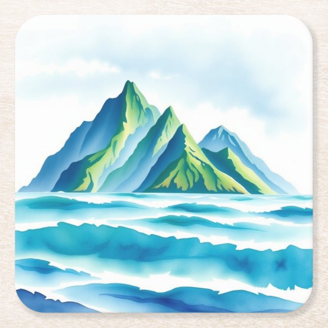 Modern Alpine Watercolor Coasters (Front)