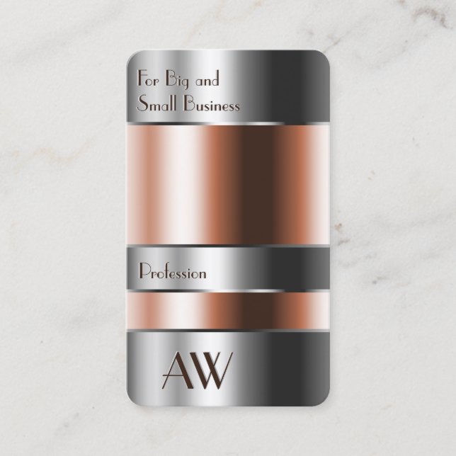 Modern Aluminium Box with Red Fluids and Initials Business Card (Front)