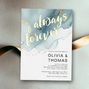 Modern Always Forever Blue Romantic Beach Wedding