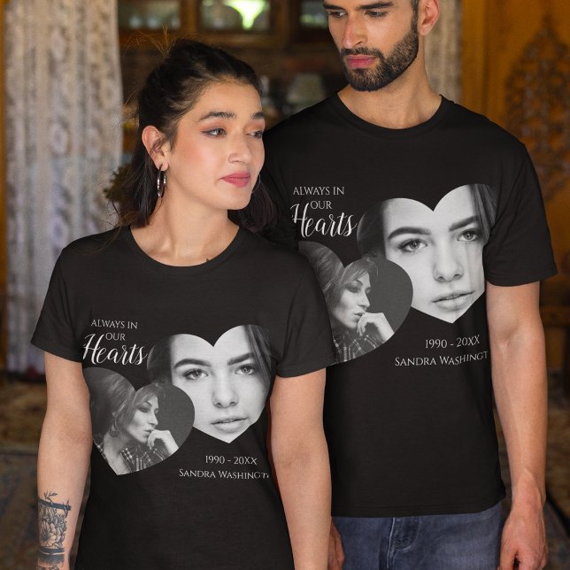 Modern Always In Our Hearts | Photo Memorial T-Shirt (Creator Uploaded)