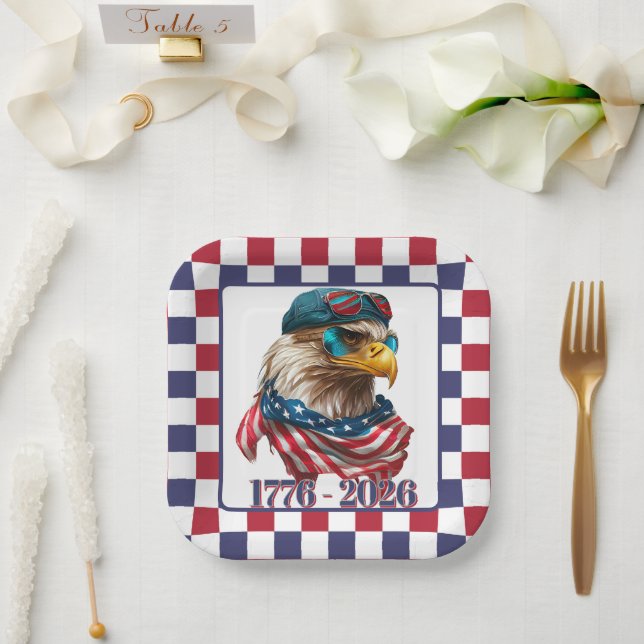 Modern American Engle 1776/2026 Paper Plate (Wedding)