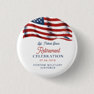 Modern American Flag 4th of July Army Retirement 1 Inch Round Button