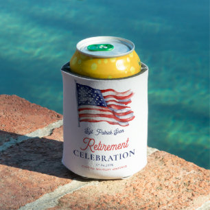 Modern American Flag 4th of July Army Retirement  Can Cooler