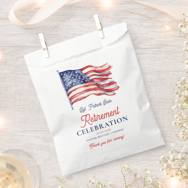  Modern American Flag 4th of July Army Retirement  Favour Bag (Clipped)