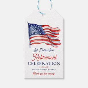  Modern American Flag 4th of July Army Retirement  Gift Tags