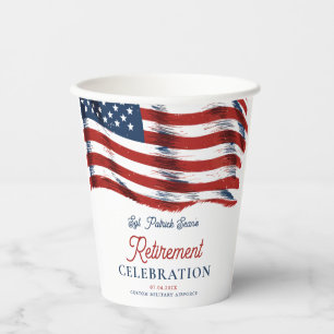  Modern American Flag 4th of July Army Retirement  Paper Cups