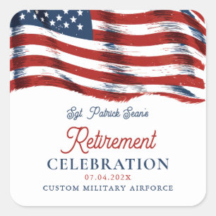  Modern American Flag 4th of July Army Retirement  Square Sticker