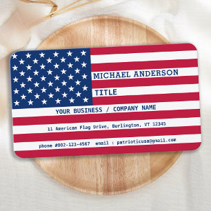 Modern American Flag Personalized Patriotic  Business Card