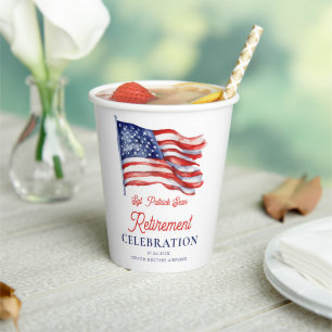 Modern American Flag Photo Army Retirement  Paper Cups