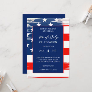 Modern American Flag Red White And Blue Patriotic  Invitation