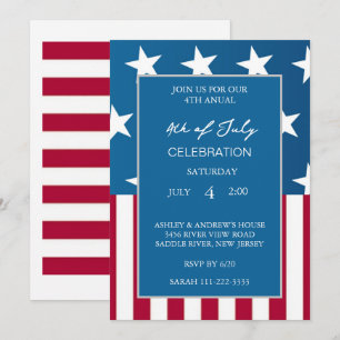 Modern American Flag Red White And Blue Patriotic  Invitation