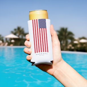 Modern American Flag USA 4th of July Stars Stripes Seltzer Can Cooler