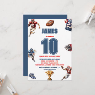 Modern American Football Boys Sport Kids Birthday Invitation