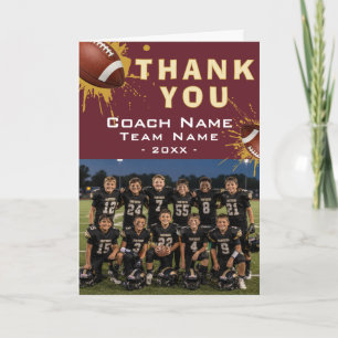 Modern American Football Team Photo Coach Thank You Card