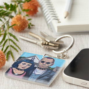 Modern American Gothic  Art- Grant Woods Inspired Keychain