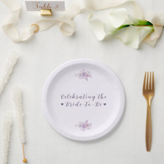 Modern Amethyst Floral Bridal Shower Customized Paper Plate