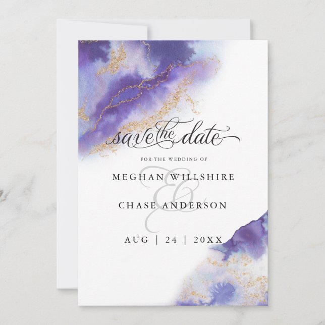 Modern Amethyst Watercolor Geode  BarefootBride™ (Front)
