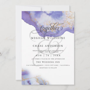 Modern Amethyst Watercolor Geode  BarefootBride™ Invitation