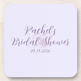 Modern Amethyst Watercolor Minimal Bridal Shower  Coaster