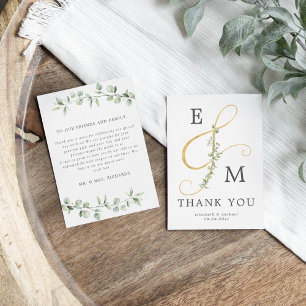 Modern Ampersand Simple Eucalyptus Wedding Thank You Card
