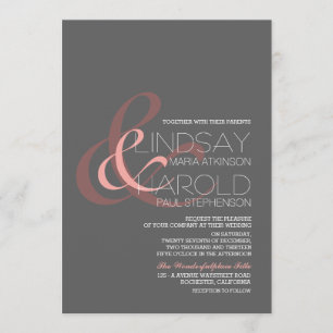 Modern ampersand wedding invitations