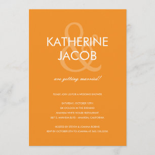 Modern Ampersand Wedding Shower Invites Orange
