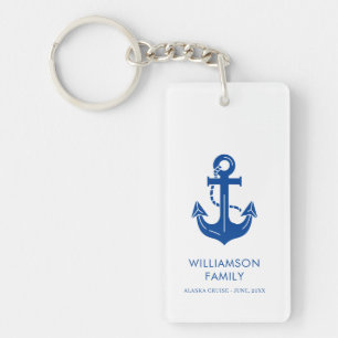 Modern Anchor Nautical Family Cruise Design Keychain