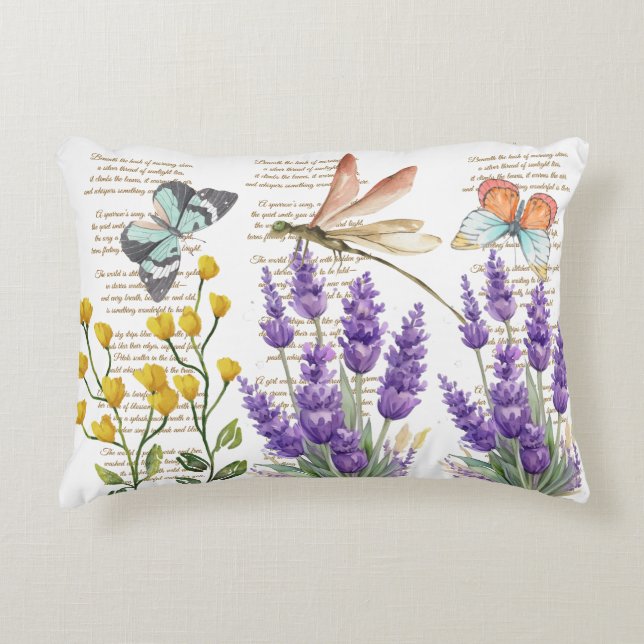 Modern and adorable calligraphy handwritten Floral Accent Pillow (Front)