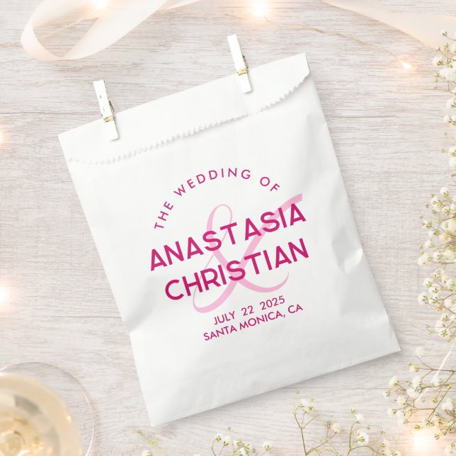 Modern and Bold Magenta Wedding Favour Bag (Clipped)