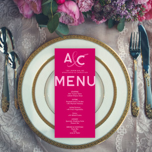 Modern and Bold Magenta Wedding Menu Card