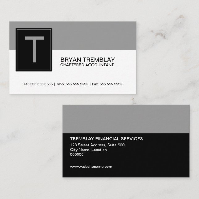 Modern and Bold Monogram Business Card (Front/Back)