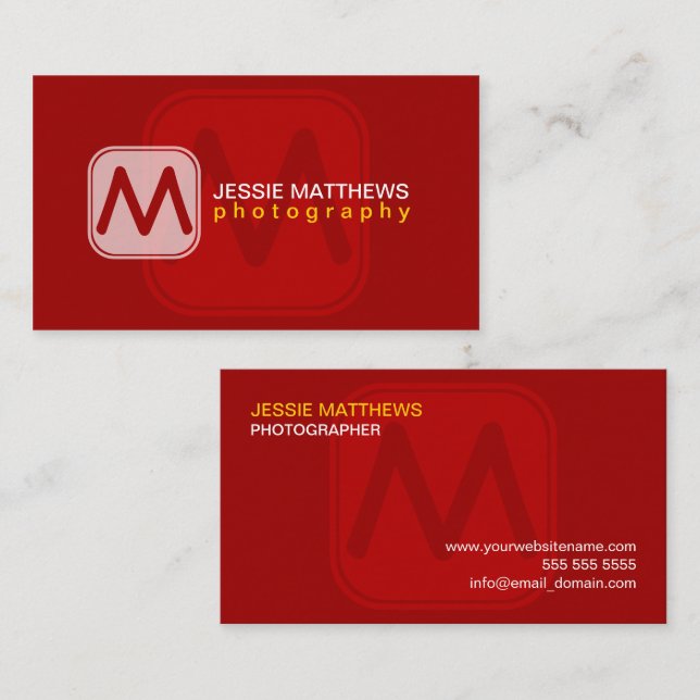 Modern and Bold Monogram Business Card (Front/Back)