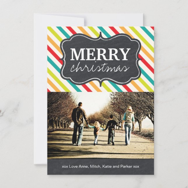 Modern and Bright Chalkboard Christmas Photo Cards (Front)