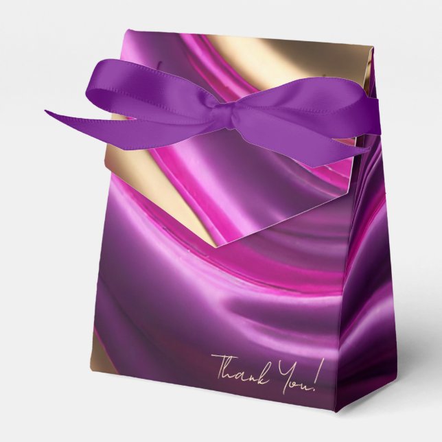 Modern and Chic-Purple Pink and Gold- Favor Box (Front Side)