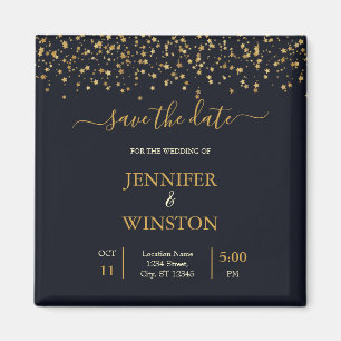 Modern And Classic Gold Stars Wedding Save The Dat Magnet