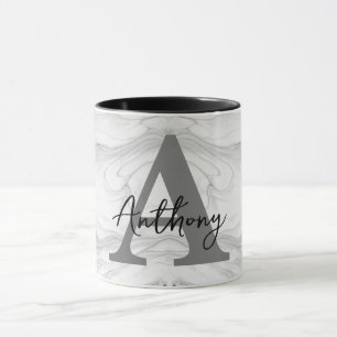 Modern and Classic Marble Monogram Letter A Mug