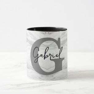 Modern and Classic Marble Monogram Letter G Mug