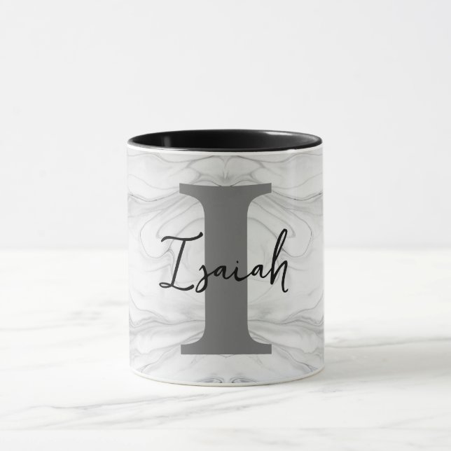Modern and Classic Marble Monogram Letter I Mug (Center)