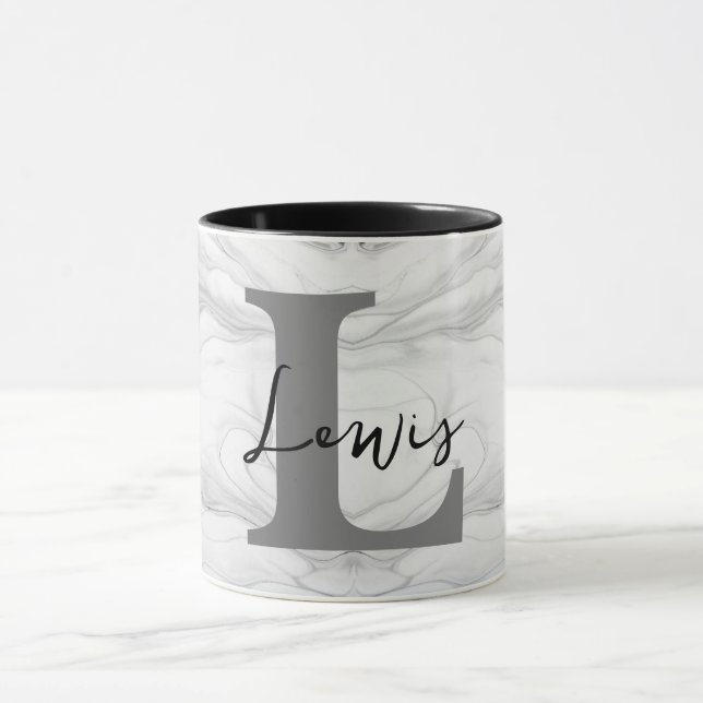 Modern and Classic Marble Monogram Letter L Mug (Center)