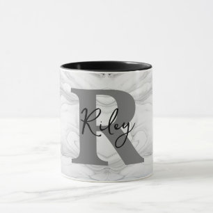 Modern and Classic Marble Monogram Letter R Mug