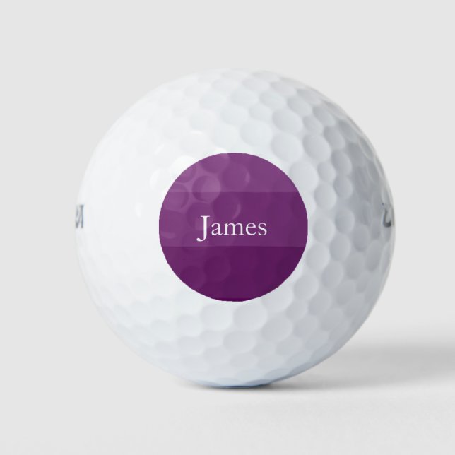 Modern and Classy Purple Design Custom Name Golf Balls (Front)