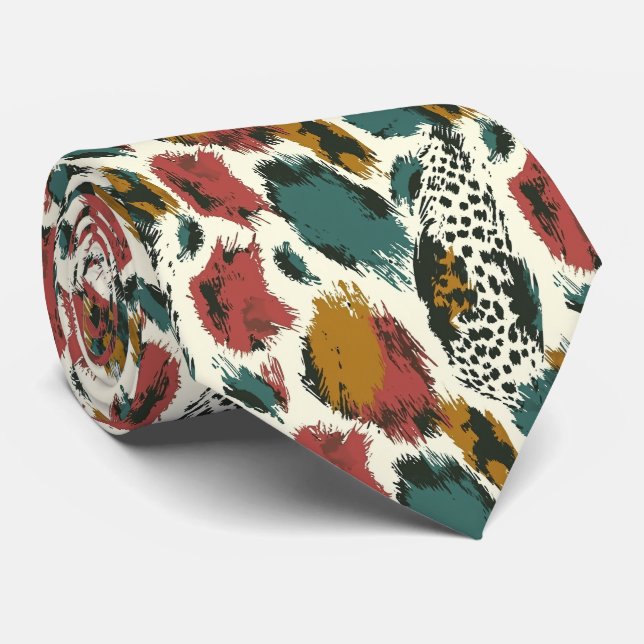 Modern and Colourful Animal Print Tie (Rolled)