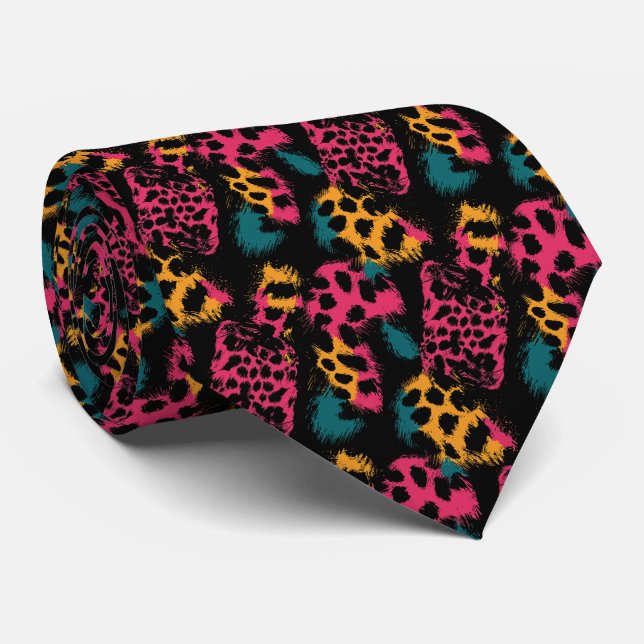 Modern and Colourful Animal Print Tie (Rolled)