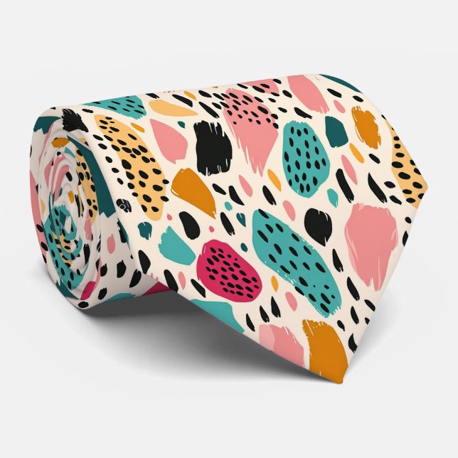 Modern and Colourful Animal Print Tie (Rolled)